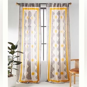 Anthropologie Jen Hewett Blockprinted Formation Curtains, Set of 2 NEW